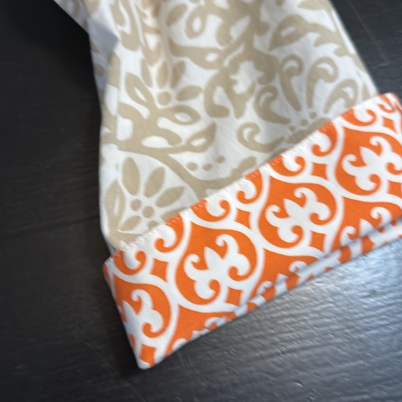 Foxcroft Size 16 Tan White Orange Floral Swirl Paisley3/4 sleeves button up - Picture 4 of 6